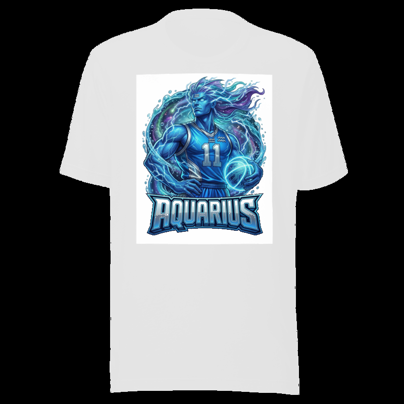 White tee (auto-whitened): Aquarius Basketball - Zodiac League
