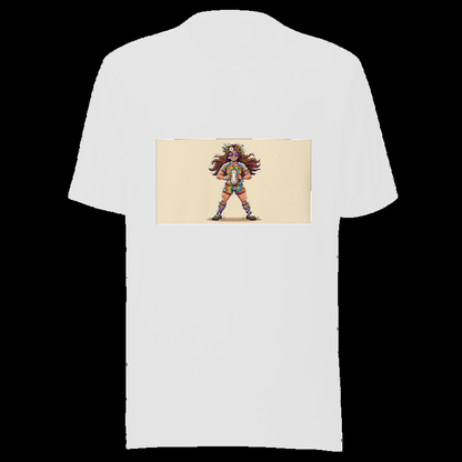 White tee (auto-whitened): Flower Power Rugby Girl