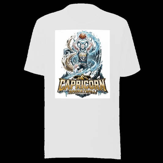 White tee (auto-whitened): Capricorn Basketball - Zodiac League