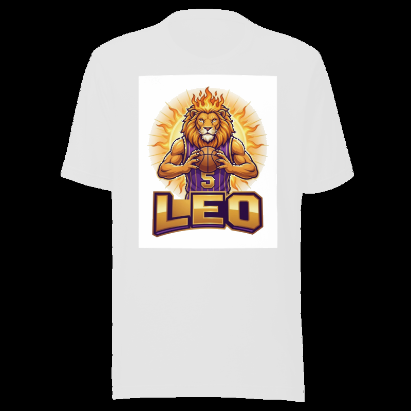 White tee (auto-whitened): Leo Basketball - Zodiac League