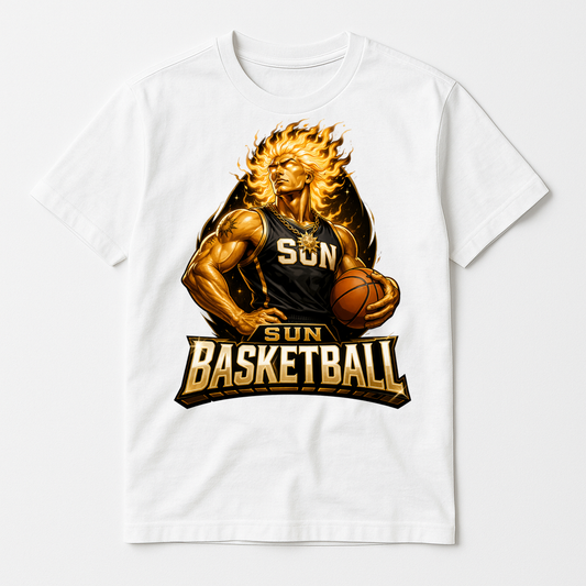 Clean design mockup 2026-08-01: Sun Basketball - Solar League Tee